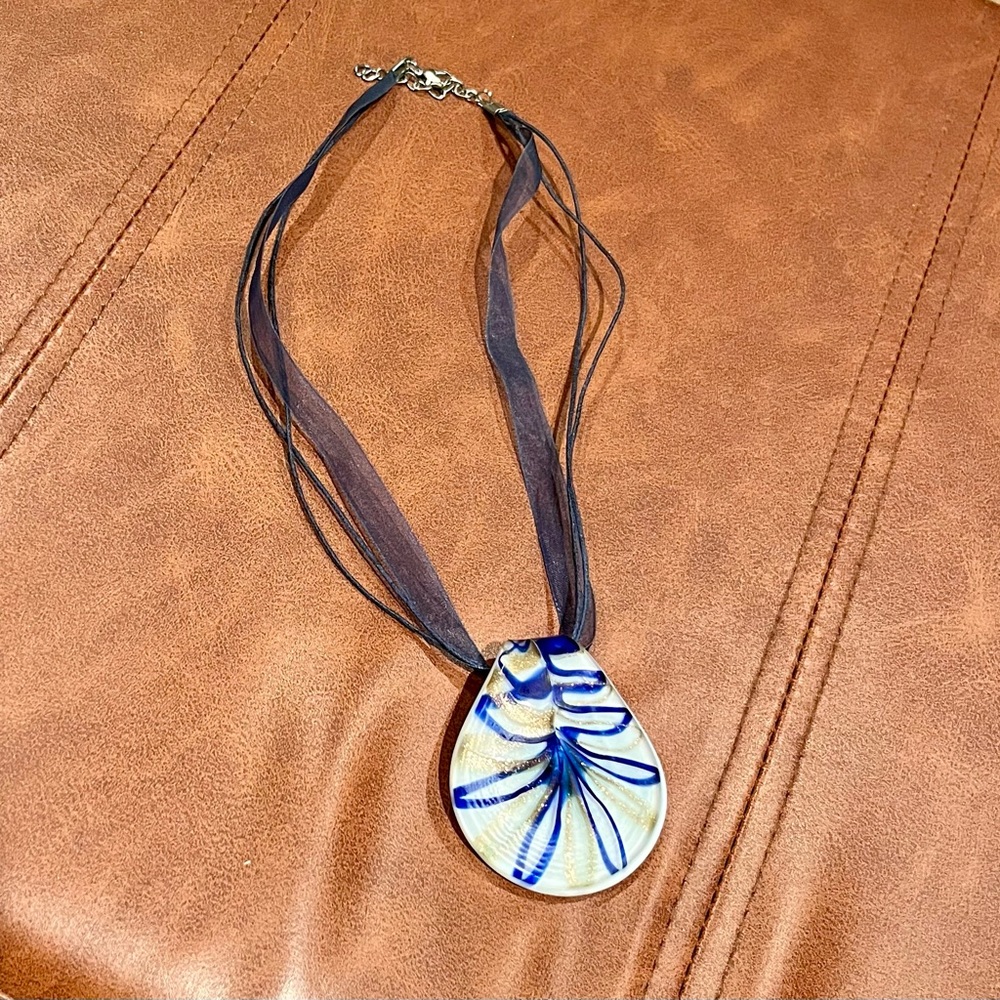 Blue, White & Gold Necklace